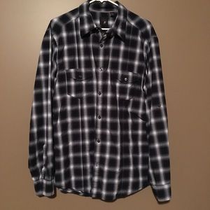 J Ferrar JF Mens Size XL Navy Plaid Button Shirt